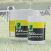 video clip of border collie and black Labrador jumping agility fences next to pots of FlexSprinkle